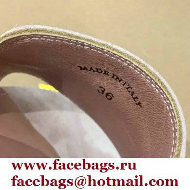 Loro Piana Heel 8cm Suede Goatskin Summer Charms Sandals Nude Pink