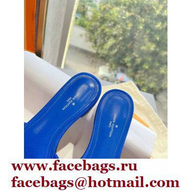 Louis Vuitton Crystal Bow Diva Flat Mules Embroidered Satin Blue 2022