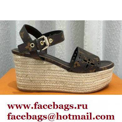 Louis Vuitton Monogram Canvas Starboard Wedge Espadrilles Sandals Brown 2022