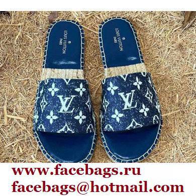 Louis Vuitton Monogram Denim Starboard Flat Espadrilles Mules Blue 2022