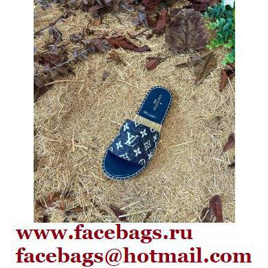 Louis Vuitton Monogram Denim Starboard Flat Espadrilles Mules Blue 2022