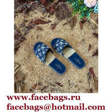 Louis Vuitton Monogram Denim Starboard Flat Espadrilles Mules Blue 2022