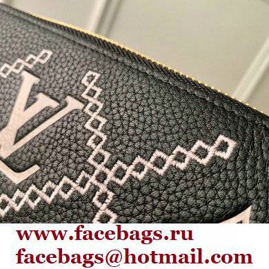 Louis Vuitton Monogram Empreinte Leather Zippy Wallet Embroidered Black