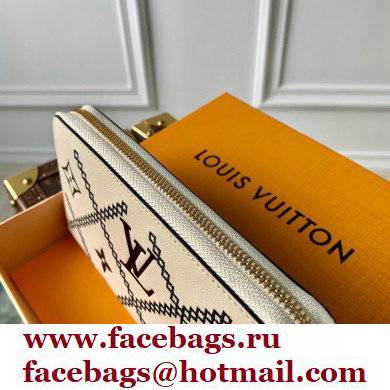 Louis Vuitton Monogram Empreinte Leather Zippy Wallet Embroidered M81141 Creme White