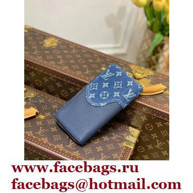 Louis Vuitton Monogram denim Zippy Wallet Vertical M81107 Blue