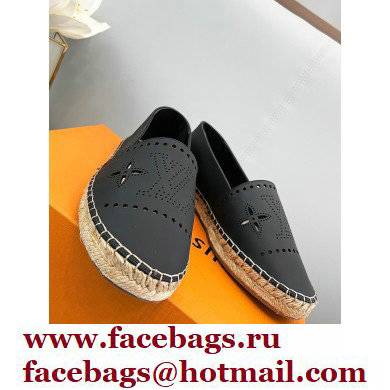 Louis Vuitton Perforated Calf Leather Starboard Flat Espadrilles Black 2022