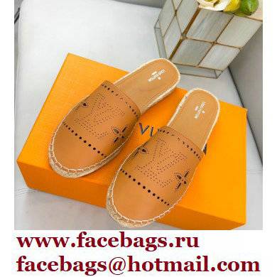 Louis Vuitton Perforated Calf Leather Starboard Flat Espadrilles Slippers Nude 2022