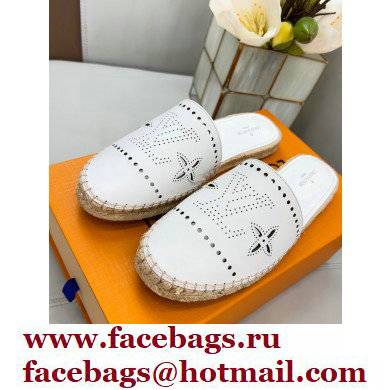 Louis Vuitton Perforated Calf Leather Starboard Flat Espadrilles Slippers White 2022