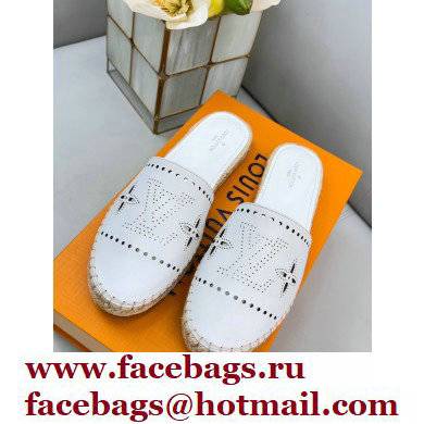 Louis Vuitton Perforated Calf Leather Starboard Flat Espadrilles Slippers White 2022