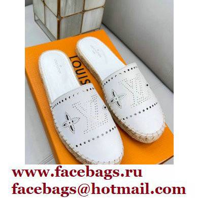 Louis Vuitton Perforated Calf Leather Starboard Flat Espadrilles Slippers White 2022