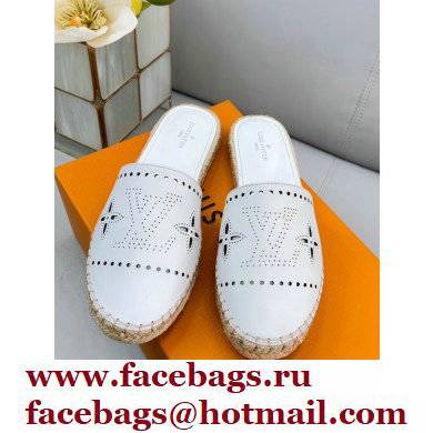 Louis Vuitton Perforated Calf Leather Starboard Flat Espadrilles Slippers White 2022