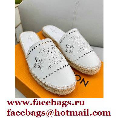 Louis Vuitton Perforated Calf Leather Starboard Flat Espadrilles Slippers White 2022