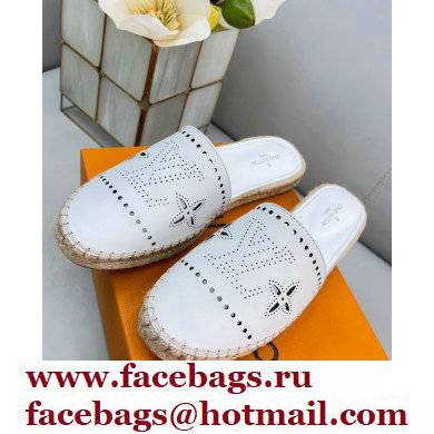 Louis Vuitton Perforated Calf Leather Starboard Flat Espadrilles Slippers White 2022