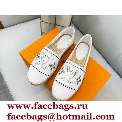 Louis Vuitton Perforated Calf Leather Starboard Flat Espadrilles White 2022