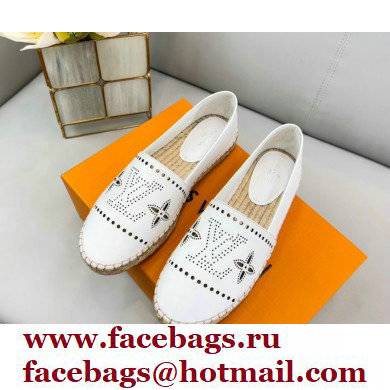 Louis Vuitton Perforated Calf Leather Starboard Flat Espadrilles White 2022