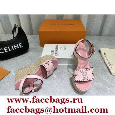 Louis Vuitton Perforated Calf Leather Starboard Wedge Espadrilles Sandals Pink 2022