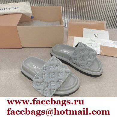 Louis Vuitton Pool Pillow Comfort Mules Monogram-embossed Technical Textile Gray 2022