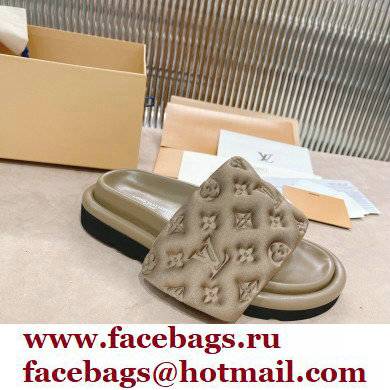 Louis Vuitton Pool Pillow Comfort Mules Monogram-embossed Technical Textile Kaki Green 2022