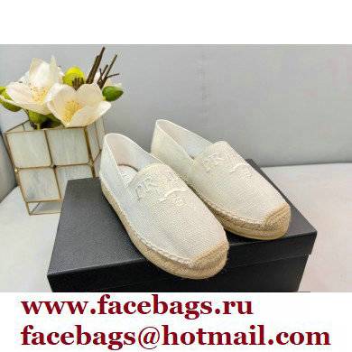 Prada Linen Logo Embroidered Espadrilles White 2022