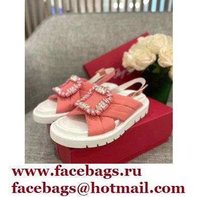 Roger Vivier Viv' Winter Puffy Strass Buckle Sandals Pink 2022