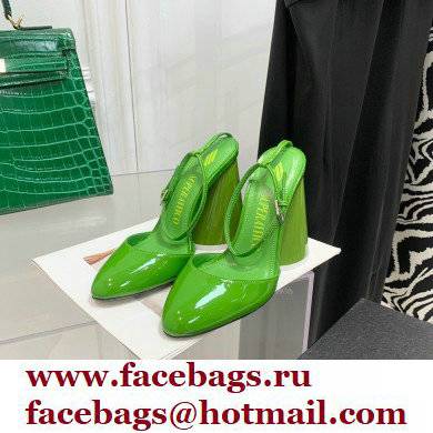 The Attico Heel 9.5cm Luz Slingbacks Patent Green 2022