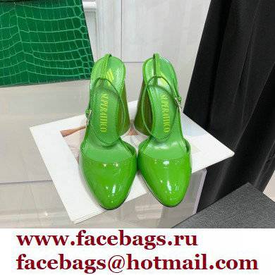 The Attico Heel 9.5cm Luz Slingbacks Patent Green 2022