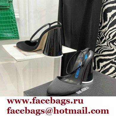 The Attico Heel 9.5cm Luz Slingbacks Satin Black 2022