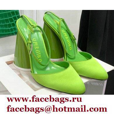 The Attico Heel 9.5cm Luz Slingbacks Satin Green 2022