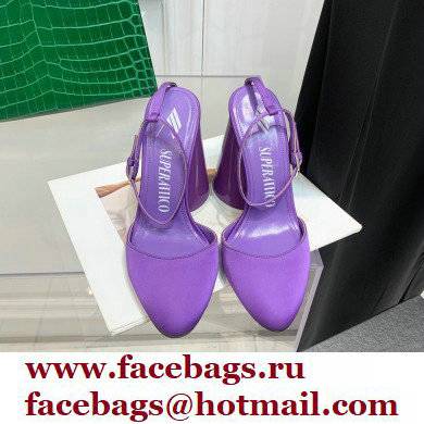 The Attico Heel 9.5cm Luz Slingbacks Satin Violet 2022