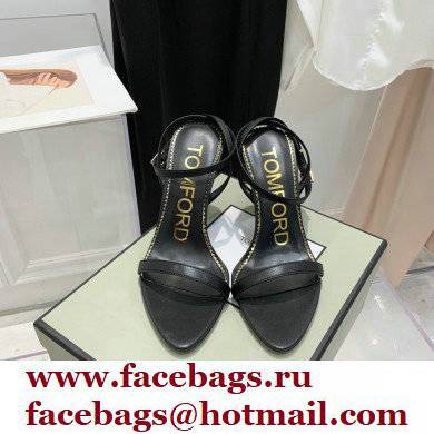 Tom Ford Heel 10.5cm Padlock Pointy Naked Sandals Leather Black 2022