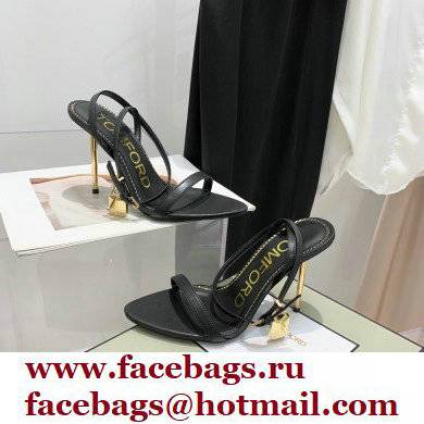 Tom Ford Heel 10.5cm Padlock Pointy Naked Sandals Leather Black 2022