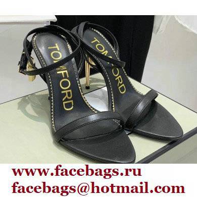 Tom Ford Heel 10.5cm Padlock Pointy Naked Sandals Leather Black 2022