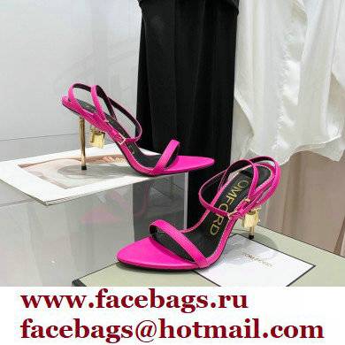 Tom Ford Heel 10.5cm Padlock Pointy Naked Sandals Leather Fuchsia 2022