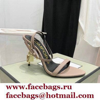 Tom Ford Heel 10.5cm Padlock Pointy Naked Sandals Leather Nude 2022