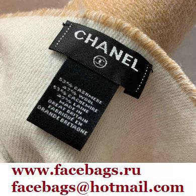 chanel logo printed cashmere scarf beige 2022 - Click Image to Close