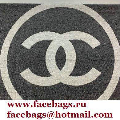 chanel logo printed cashmere scarf gray 2022