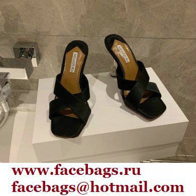 Aquazzura Heel 8.5cm Satin Yes Darling Mules Black 2022