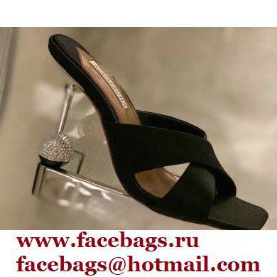 Aquazzura Heel 8.5cm Satin Yes Darling Mules Black 2022