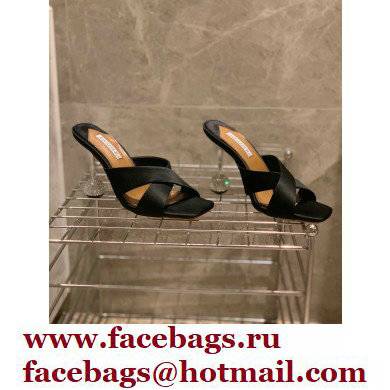 Aquazzura Heel 8.5cm Satin Yes Darling Mules Black 2022