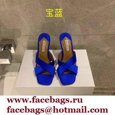 Aquazzura Heel 8.5cm Satin Yes Darling Mules Blue 2022