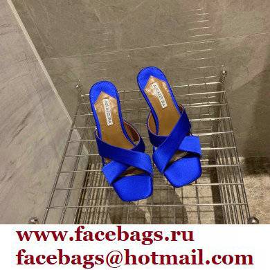 Aquazzura Heel 8.5cm Satin Yes Darling Mules Blue 2022