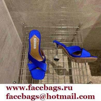 Aquazzura Heel 8.5cm Satin Yes Darling Mules Blue 2022