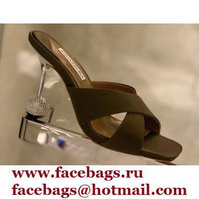 Aquazzura Heel 8.5cm Satin Yes Darling Mules Coffee 2022