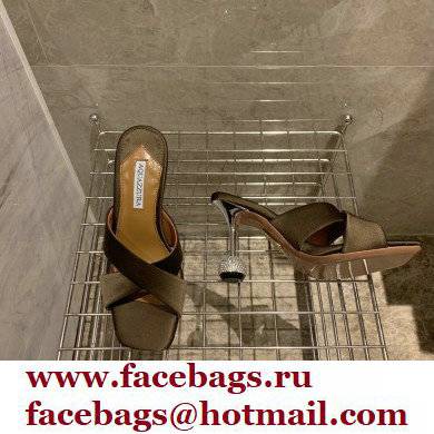 Aquazzura Heel 8.5cm Satin Yes Darling Mules Coffee 2022