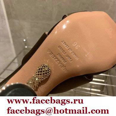 Aquazzura Heel 8.5cm Satin Yes Darling Mules Coffee 2022