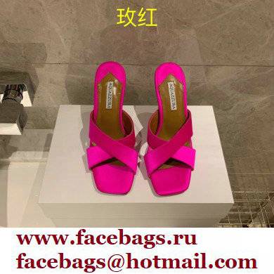 Aquazzura Heel 8.5cm Satin Yes Darling Mules Fuchsia 2022