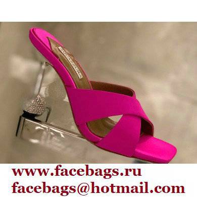 Aquazzura Heel 8.5cm Satin Yes Darling Mules Fuchsia 2022