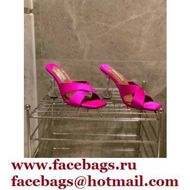 Aquazzura Heel 8.5cm Satin Yes Darling Mules Fuchsia 2022