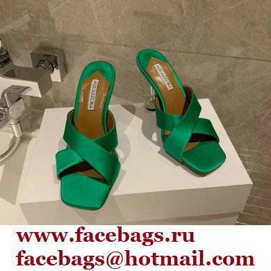 Aquazzura Heel 8.5cm Satin Yes Darling Mules Green 2022