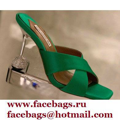 Aquazzura Heel 8.5cm Satin Yes Darling Mules Green 2022